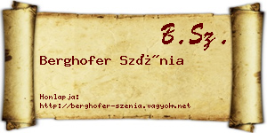 Berghofer Szénia névjegykártya